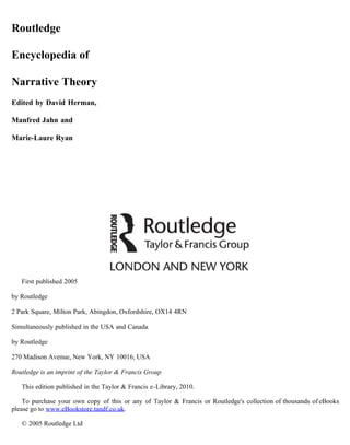 Routledge Encyclopedia Of Narrative Theory David Herman Manfred Jahn ...