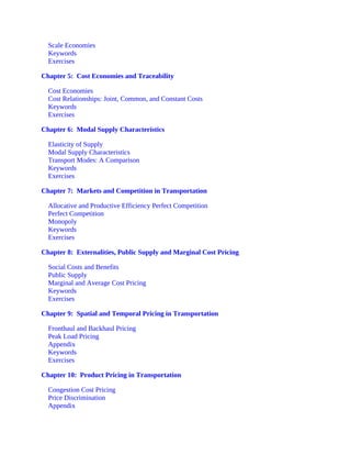 Concepts Of Transportation Economics Barry E Prentice Darren Prokop | PDF