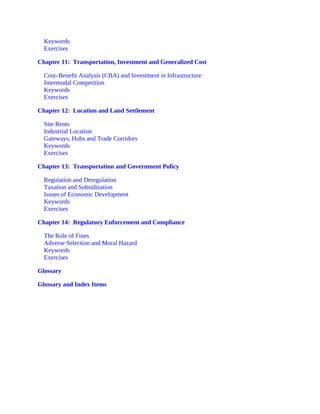 Concepts Of Transportation Economics Barry E Prentice Darren Prokop | PDF