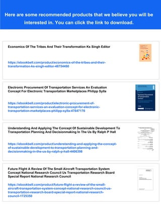 Concepts Of Transportation Economics Barry E Prentice Darren Prokop | PDF