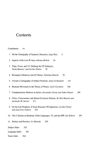 The Structure Of Cp And Ip The Cartography Of Syntactic Structures ...