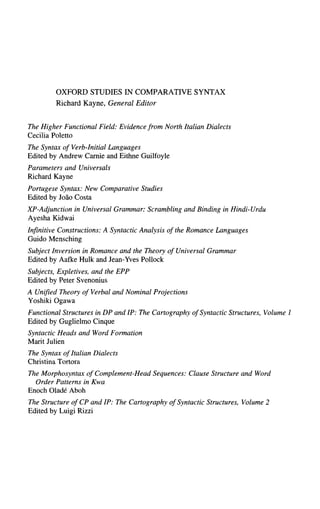 The Structure Of Cp And Ip The Cartography Of Syntactic Structures ...