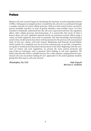 Cell Cycle Control Mechanisms And Protocols 1st Edition Eishi Noguchi | PDF
