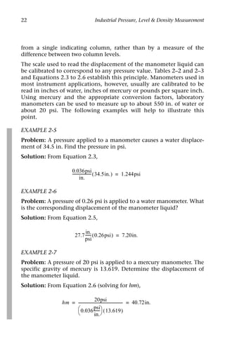 Industrial Pressure Level And Density Measurement 2nd Edition Gillum | PDF