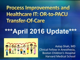 Aalap Shah, MD
Clinical Fellow in Anesthesia,
Boston Children’s Hospital
Harvard Medical School
***April 2016 Update***
 
