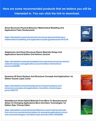 Smart Structures Applications And Related Technologies 1st Edition ...