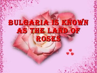 Bulgaria is known
  as The land of
      roses
 
