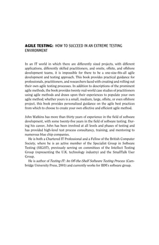 Agile Testing How To Succeed In An Extreme Testing Environment John ...
