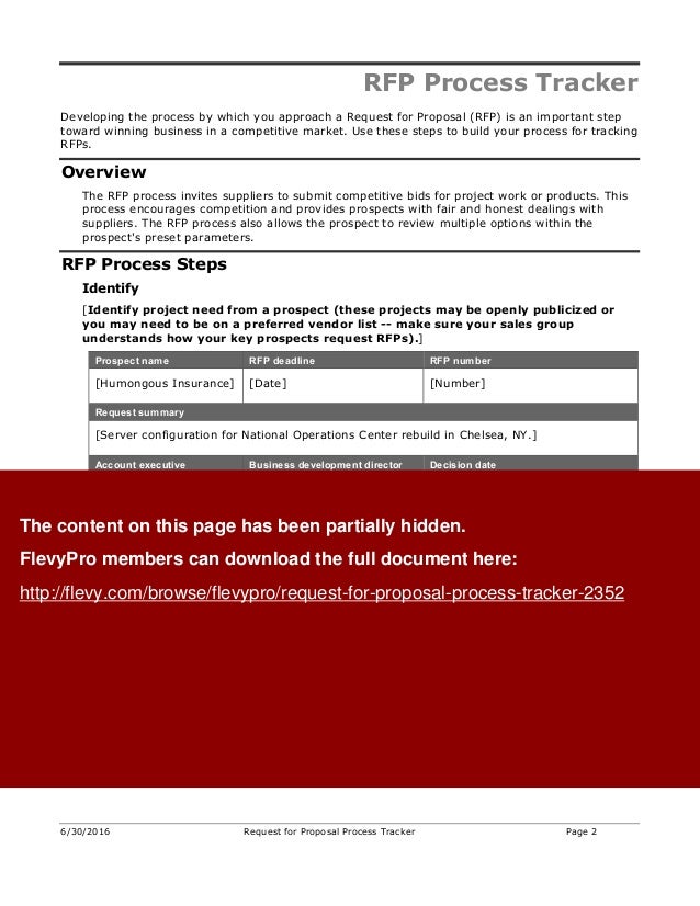 request for proposal process tracker rfp tracker