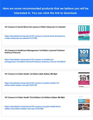 101 Careers In Social Work 1st Edition Dr Jessica Ritter Phd Mssw Bsw | PDF