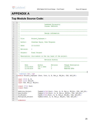 4054 Digital VLSI Circuit Design -- Final Project Dayus & Ferguson
25
APPENDIX A
Top Module Source Code:
 