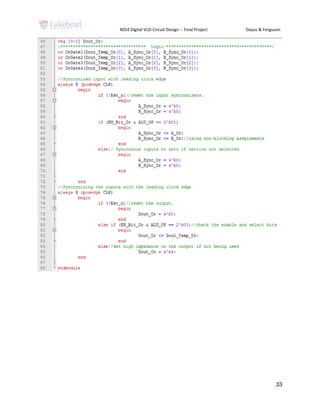 4054 Digital VLSI Circuit Design -- Final Project Dayus & Ferguson
33
 
