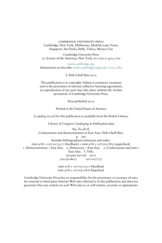 Confucianism And Democratization In East Asia Doh Chull Shin | PDF