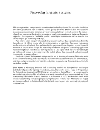 Picosolar Electric Systems The Earthscan Expert Guide To The Technology ...