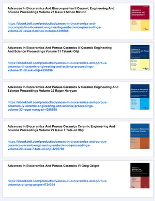 Advanced Bioceramics In Nanomedicine And Tissue Engineering ...