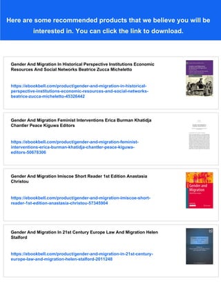 Gender And Migration Anna Amelina Helma Lutz | PDF