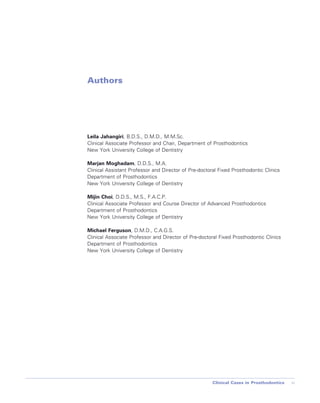 Clinical Cases In Prosthodontics 1st Edition Leila Jahangiri | PDF