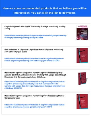 Cognitive Processing In Second Language Acquisition Inside The Learners ...