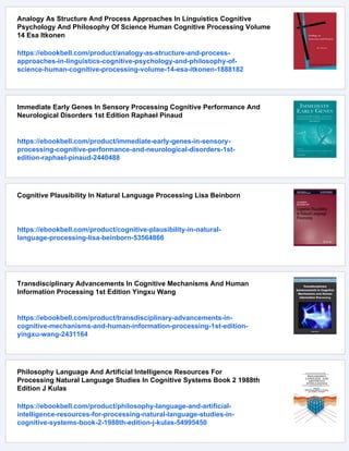 Cognitive Processing In Second Language Acquisition Inside The Learners ...