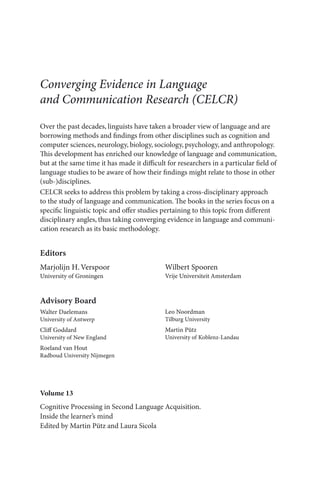 Cognitive Processing In Second Language Acquisition Inside The Learners ...