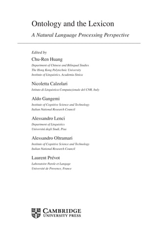 Ontology And The Lexicon A Natural Language Processing Perspective ...