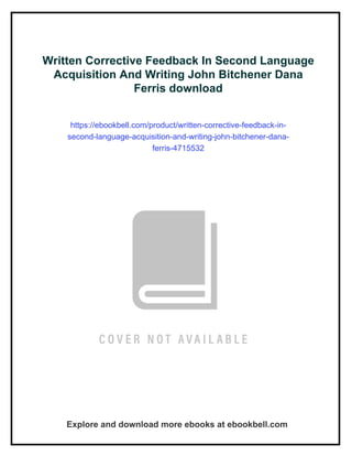 Written Corrective Feedback In Second Language Acquisition And Writing ...