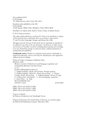 Written Corrective Feedback In Second Language Acquisition And Writing ...
