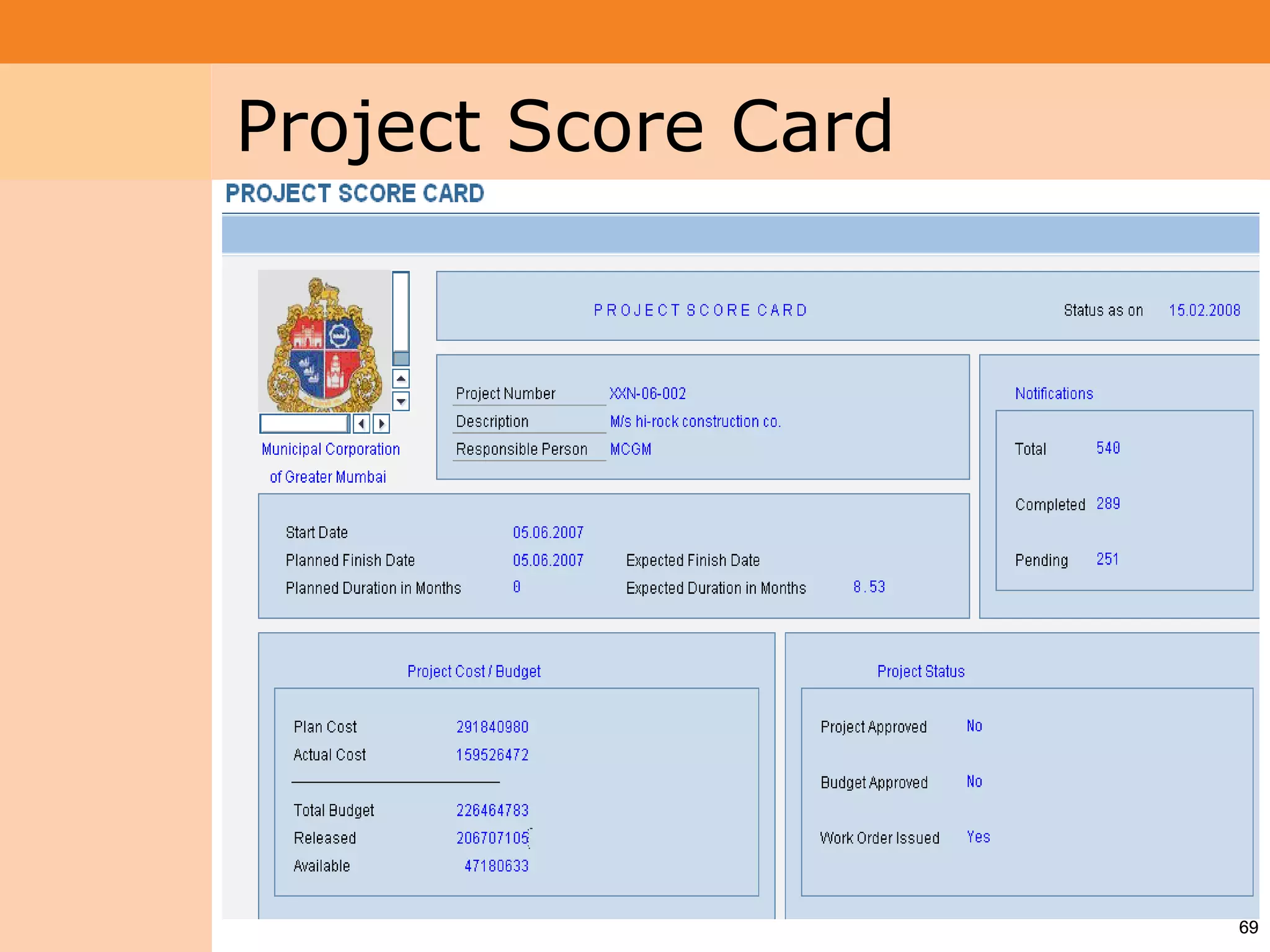 Project System
 Module (PS)     Project Score Card




                                      69
 