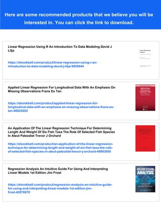 linear regression using r an introduction to data... Linear Regression An Introduction To Statistical Models Peter Martin | PDF