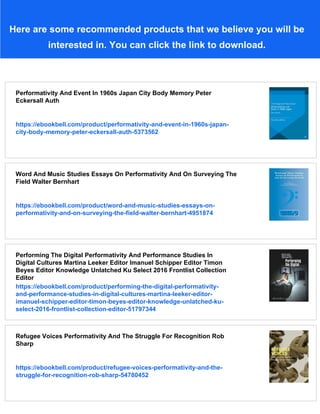 Performativity And Event In 1960s Japan City Body Memory Peter ...