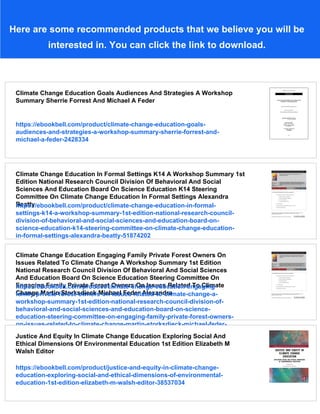 Climate Change Education Knowing Doing And Being 2nd Edition Chang Chew ...