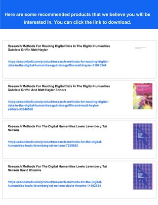 Research Methods For Digital Discourse Analysis Camilla Vsquez Editor | PDF