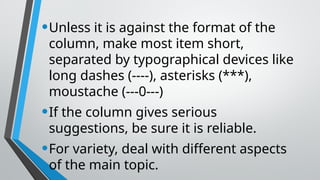 Column Stating 236491004-Column-Writing.pptx column writing tips | PPTX