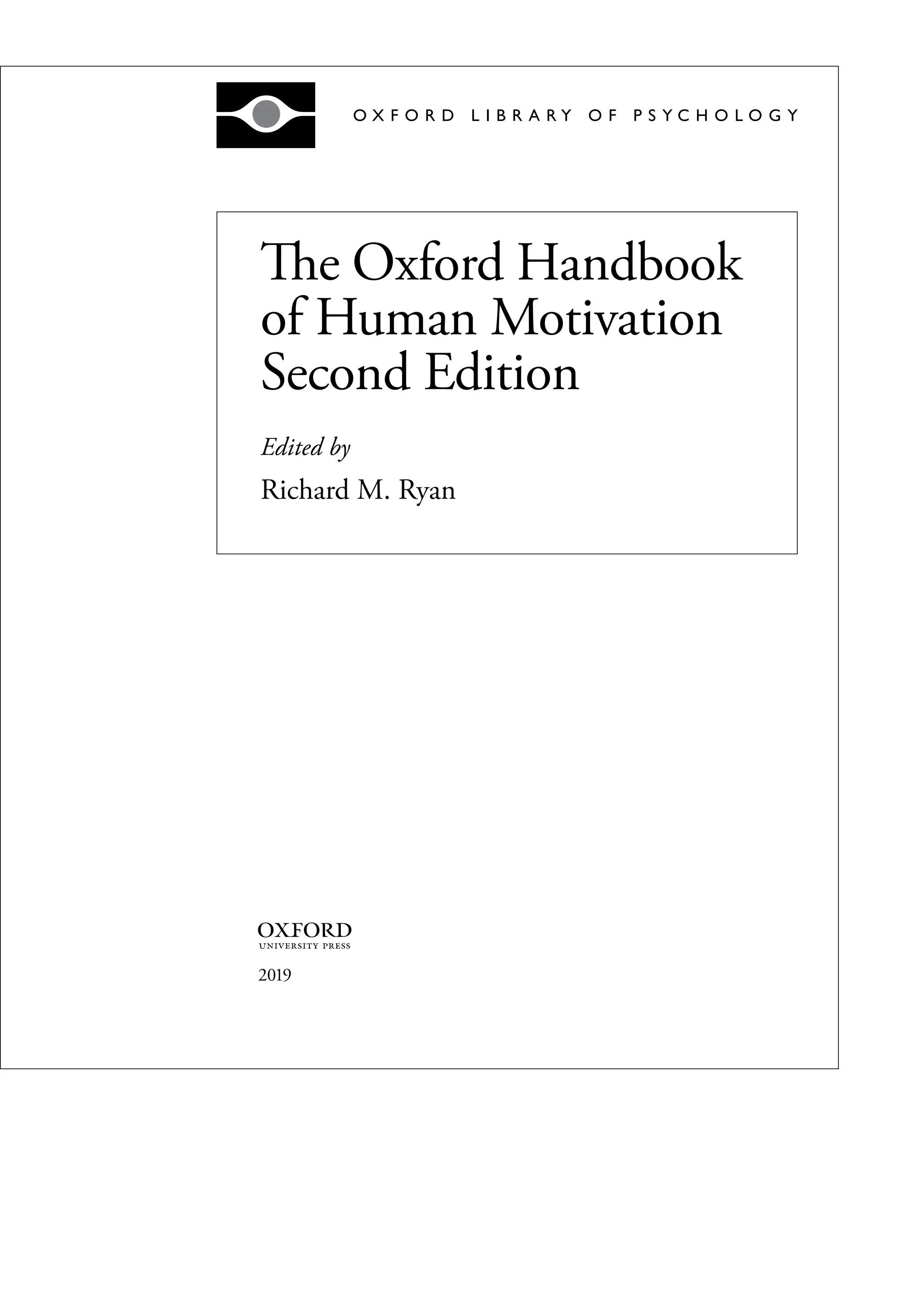 The Oxford Handbook Of Human Motivation 2nd Richard Ryan | PDF
