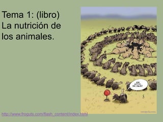 Tema 1: (libro)
La nutrición de
los animales.
http://www.froguts.com/flash_content/index.html
 