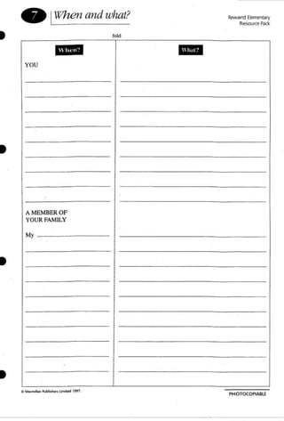 •
•
8 1When and what?
fold
YOU
A MEMBER OF
YOUR FAMILY
My .
Reward Elementary
Resource Pack
•
•
i
!- - - - - - - ----- - - -
!--- ------- - --- - - - - -,
!
!,,
: - -- - - - - - - - - - -,,
,,
PHOTOCQptABlE
 