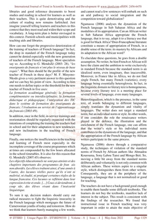 Requis Definition Challenges in the Teaching of French as a Second Language in Some ...