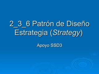 2_3_6  Patrón de Diseño Estrategia ( Strategy )  Apoyo SSD3 