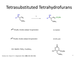 Tetrasubstituted Tetrahydrofurans
13Forman, S.G.; Tooze, R. P. J. Organomet. Chem. 2005, 690, 5863-5866.
 