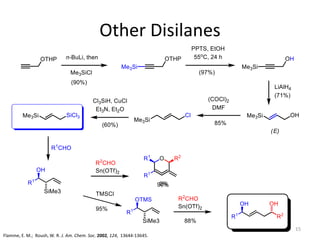 Other Disilanes
Flamme, E. M.; Roush, W. R. J. Am. Chem. Soc. 2002, 124, 13644-13645.
15
 