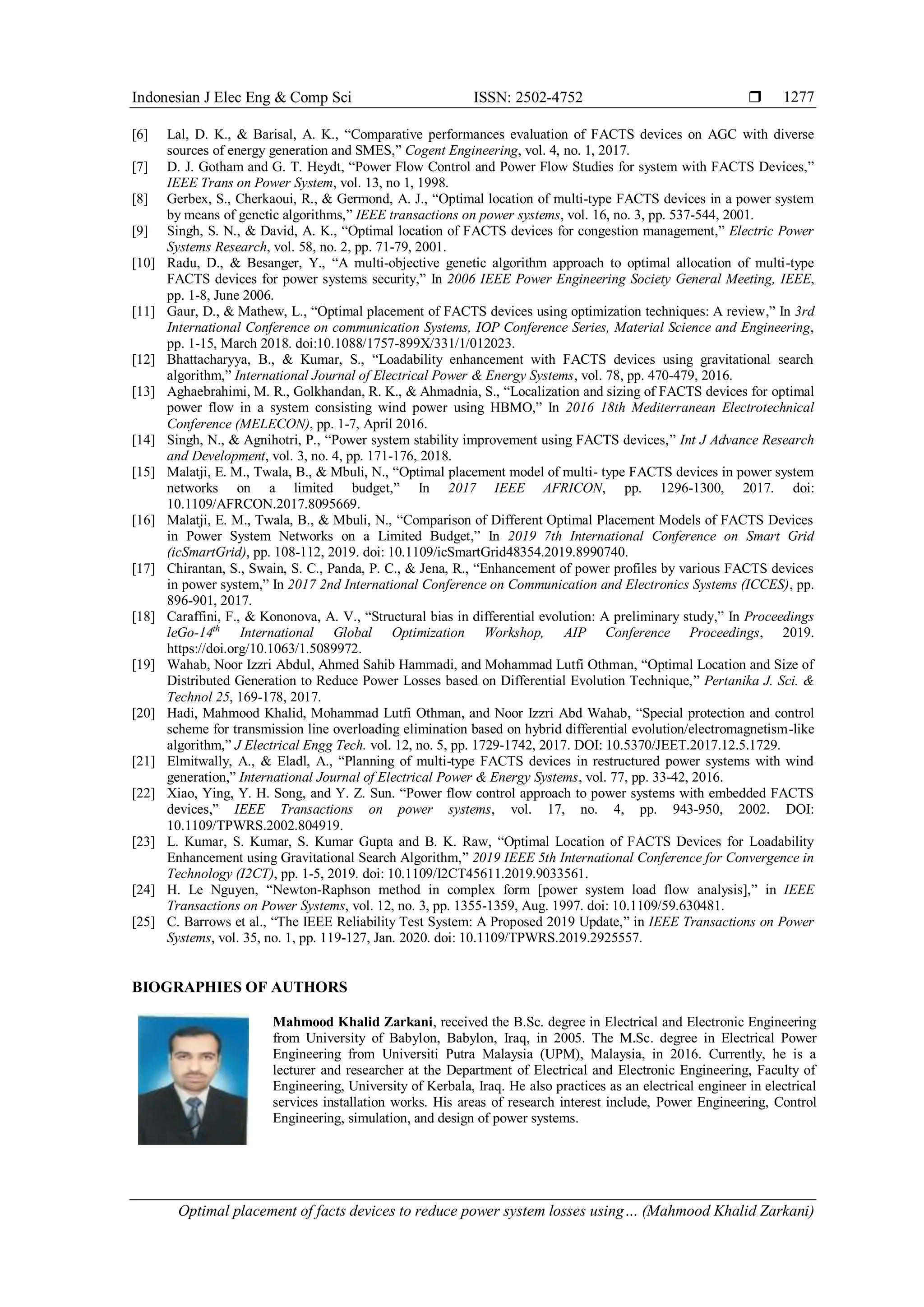 Optimal placement of facts devices to reduce power system losses using ...