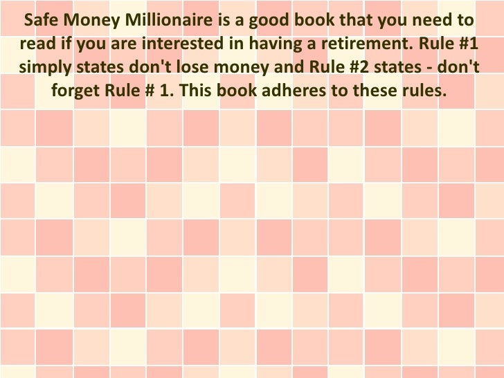 book summary safe money millionaire written by brett kitchen and e safe money millionaire