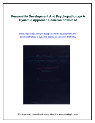 Personality Development And Psychopathology A Dynamic Approach Cameron | PDF