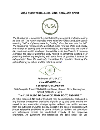 The Yusa Guide To Balance Mind Body Spirit Yusa Life | PDF