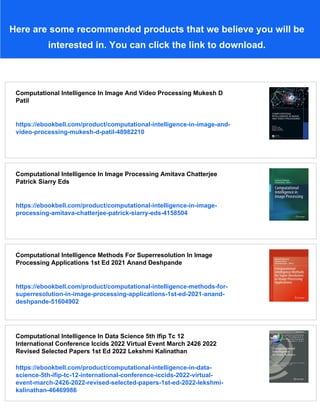 Computational Intelligence In Image And Video Processing Mukesh D Patil ...
