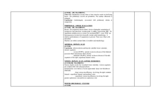 (4/30/08) – DR. MAAMBONG
Chest PA: Examination reveals there is hazy density noted on both lung
bases. The pulmonary vessels are prominent. The cardiac silhouette is
enlarged
Conclusion: Cardiomegaly, associated with pulmonary edema or
congestion
PERIPHERAL SMEAR EVALUATION
(4/15/08)– DR. MAAMBONG
Result: The peripheral blood smears shows a dimorphic population of
normocytic and microlytic normocromic to mildly hypocromic RBC. No
significant poikilocytosis is noted.No nucleated RBC’s seen; WBC are
heterogeneous lot and show basically normal adult morphology. A
relative predominance of segmentors is present.There are o blast cells
identified.
Platelets are within normal limits in number and morphology.
ARTERIAL DUPLEX SCAN
(4/15/08)
Conclusion: atherosclerotic and heavily calcified lower extremity
arterial segments
: severe (50-99%) arterial occlusive disease of the bilateral
posterior tibial and anterior tibial arteries
: moderate (20-49%) arterial occlusive disease of the mid-
segments of the right superficial femoral artery.
VENOUS DUPLEX SCAN: LOWER EXTREMITY
(4/15/08)DR. MAAMBONG
Venous duplex result: the visualized lower extremity venous segments
are compressible with adequate phasic.
Interpretation: no evidence of acute approximal deep vein thrombosis
bilaterally
: deep venous insufficiency involving the right common
femoral, superficial femoral and popliteal veins
: superficial venous insufficiency involving the right
greater saphenous vein and lesser saphenous vein.
WOUND DISCHARGE/ CULTURE
(4/16/08)
 