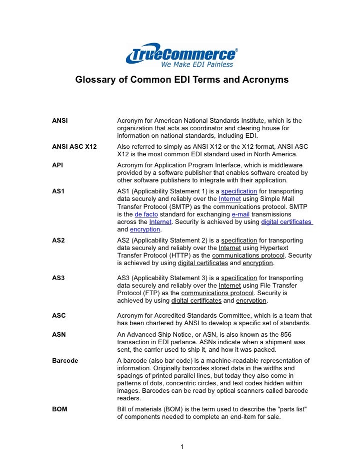 Glossary of EDI Terms