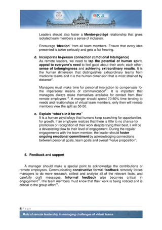 Role of remote leadership in managing challenges of virtual teams | PDF