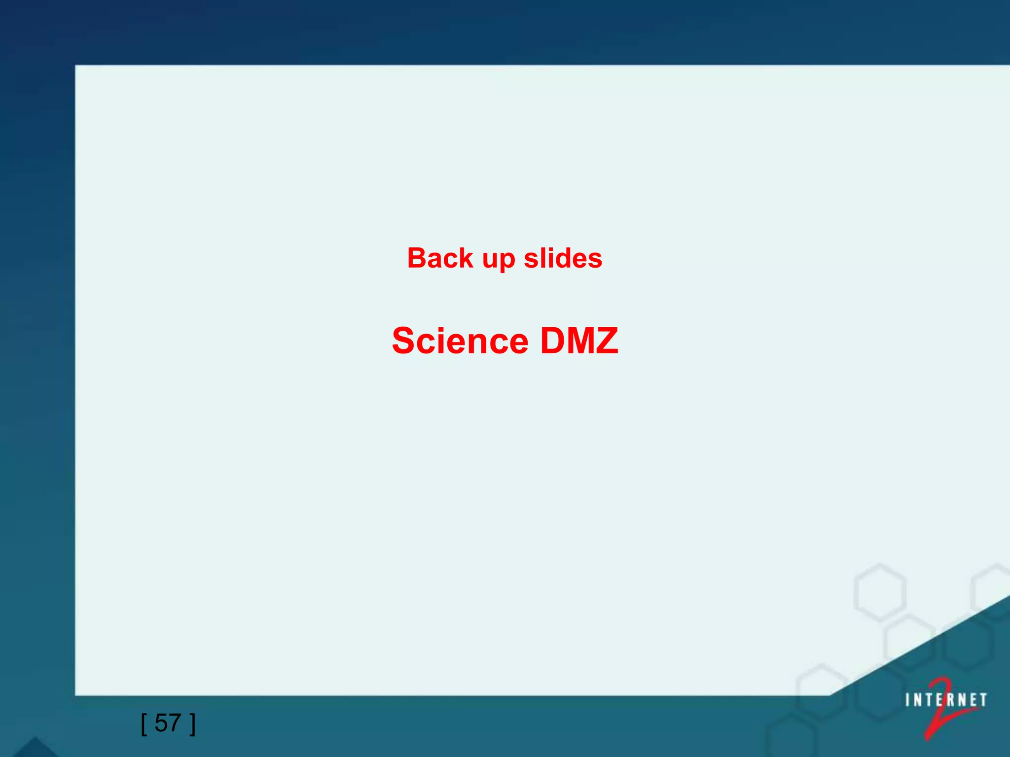 Back up slides
Science DMZ
[ 57 ]
 