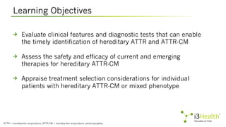 Learning Objectives
ATTR = transthyretin amyloidosis; ATTR-CM = transthyretin amyloidosis cardiomyopathy.
Evaluate clinica...